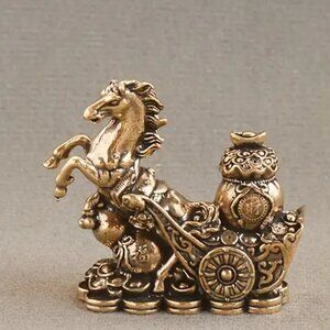 Vintage Brass Gourd and Zodiac Horse Figurine  - NEW - 1.77 in L x 1.97 in W